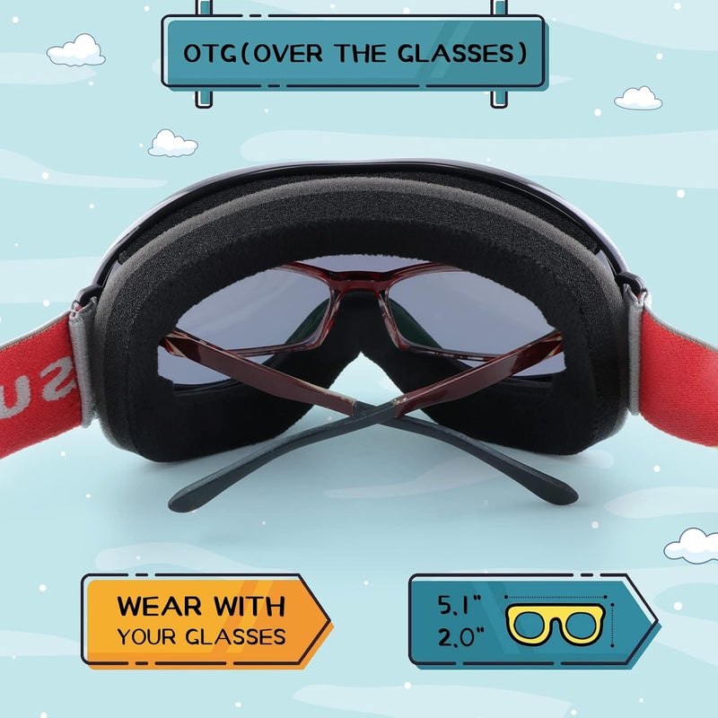 Supertrip Kids Ski Goggles, Anti-Fog Snow Snowboard Goggles for Kids Boys Grils Youth Age 5-15 - Image 4